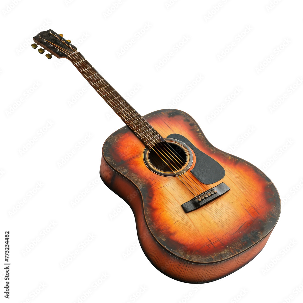 Fototapeta premium Classic Acoustic Guitar Isolated on Transparent