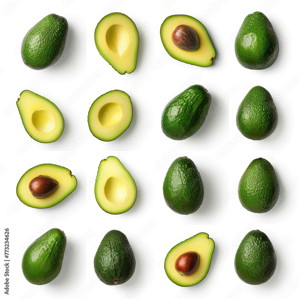 Avocado halves on white background
Avocado halves on white background