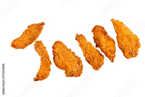 Fried chicken wings on white background