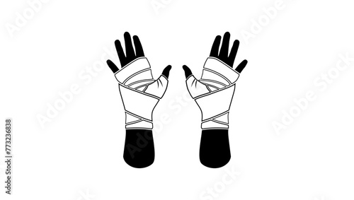 Wrapping Hands For Boxing, black isolated silhouette