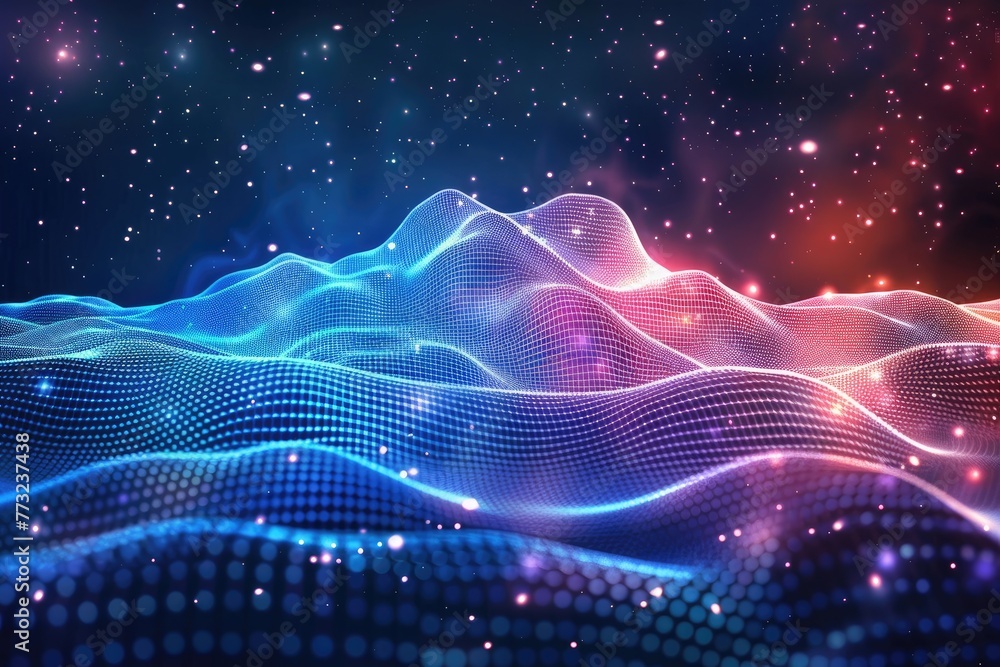 Wave of dots and weave lines, Cloud Computing network connection structure, Abstract background. Wave of dots and weave lines, Cloud Computing network connection structure, Abstract background.