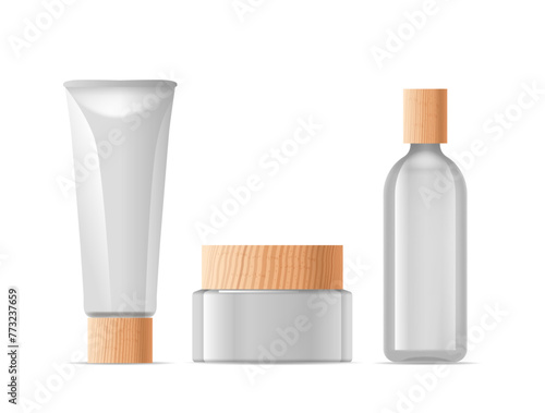 Cosmetics Bottle, Transparent Container For Liquids Like Serums Or Toners. Cream Tube, Ecological, Convenient Packaging