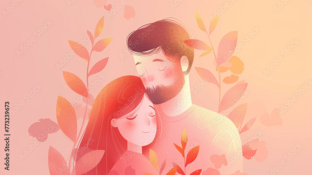 Heartwarming illustration of a dad hugging his daughter, symbolizing love and father's day Heartwarming illustration of a dad hugging his daughter, symbolizing love and father's day
