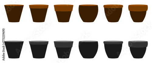 flower pots vector set. flat design vector illustration isolated on white background.