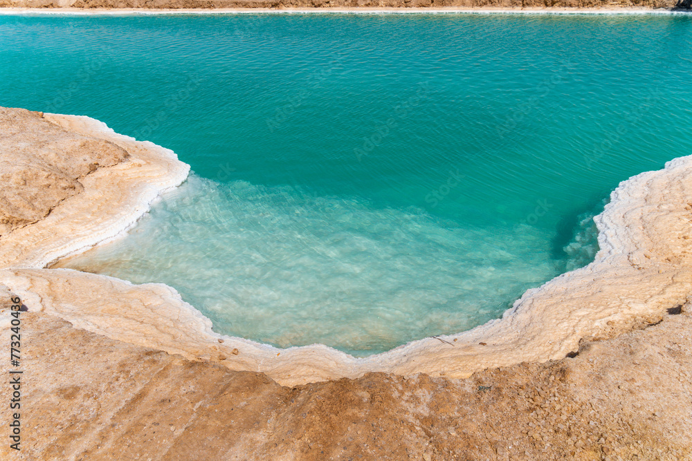 Turquoise salt lake, beautiful emerald, Siwa Oasis, Libyan Desert, Egypt