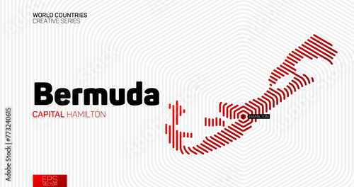 Abstract map of Bermuda with red hexagon lines