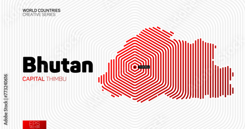 Abstract map of Bhutan with red hexagon lines