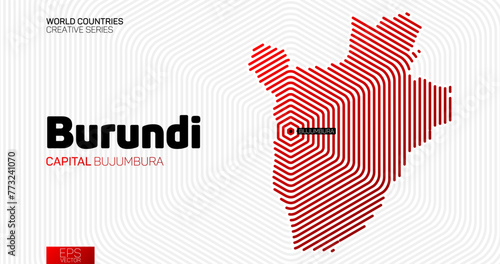 Abstract map of Burundi with red hexagon lines