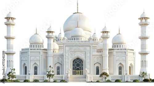 3D illustration of modern mosque building isolated on white background