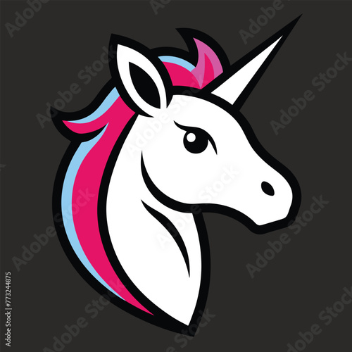 Unicorn head  Unicorn Head Icon Flat Graphic Design