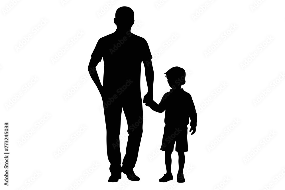 father and son, father's day themes silhouette image vector illustration,white background
