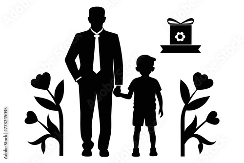 father and son, father's day themes silhouette image vector illustration,white background