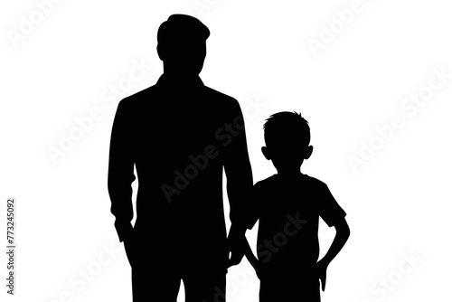 father and son, father's day themes silhouette image vector illustration,white background