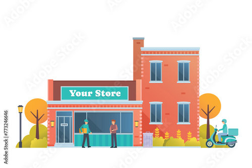 Shop and store building vector illustration premium detail flat style isolated.