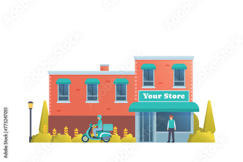 Shop and store building vector illustration premium detail flat style isolated.