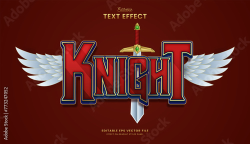 decorative red knight editable text effect vector design