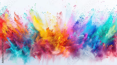   olorful rainbow holi paint color powder explosion isolated on white  panorama background with free place for text