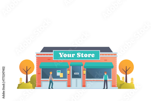 Shop and store building vector illustration premium detail flat style isolated.