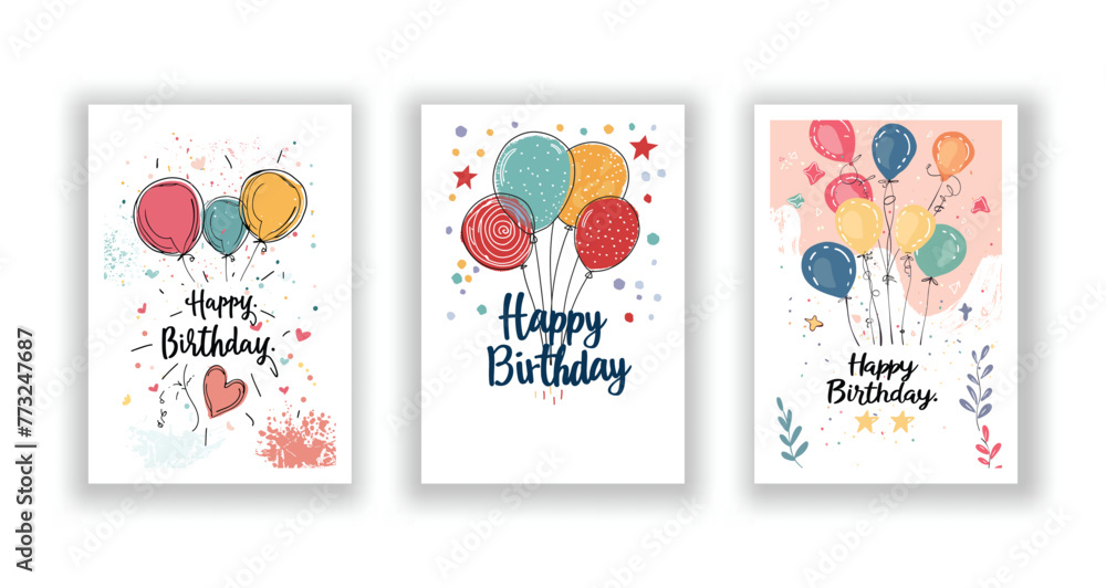 Whimsical Happy Birthday Card Collection, Hand-Drawn Flyers, Postcards, and Invitations Whimsical Happy Birthday Card Collection, Hand-Drawn Flyers, Postcards, and Invitations