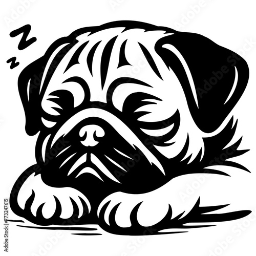 Pug Dog Illustration.