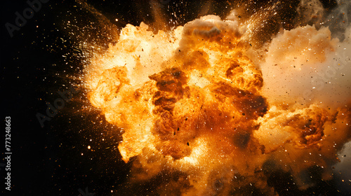 An explosive cosmic event with debris and bright light scattering in space ,abstract background, 3D rendering ,Illustration of explosion in space with smoke and fire effect  © Nasim
