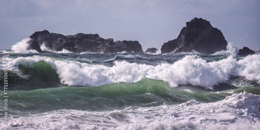 waves off trevose head CORNWALL uk 