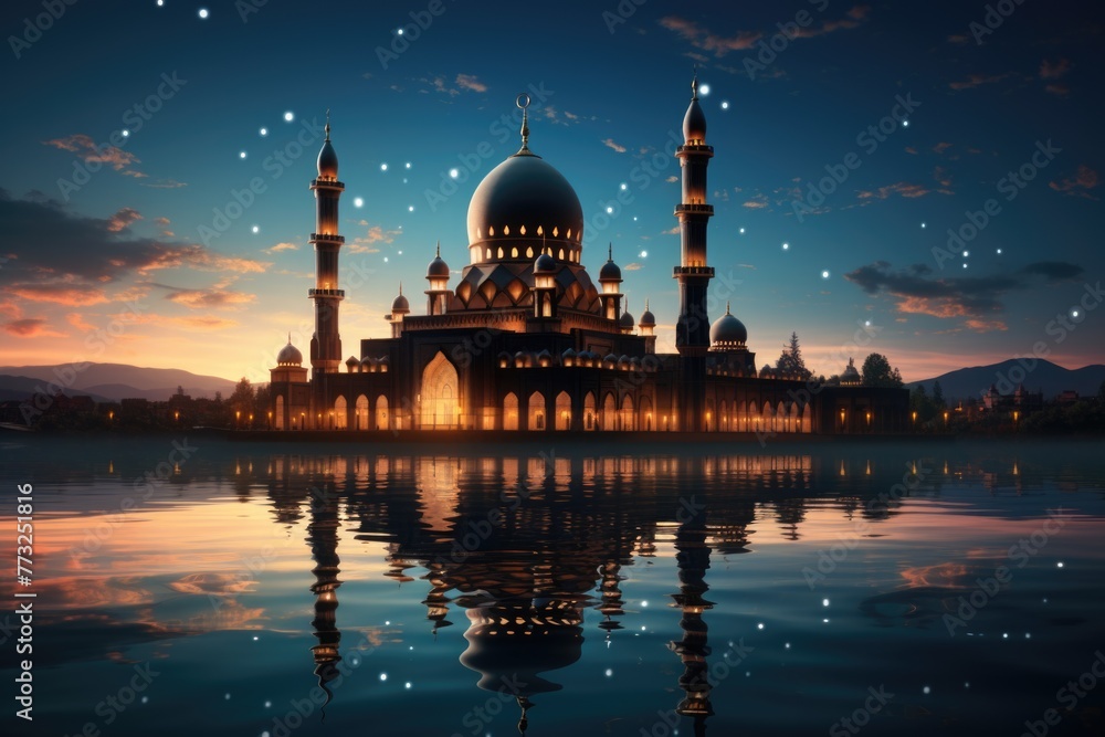 Mosque at sunset religious culture ocean