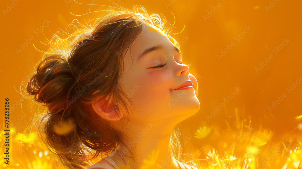 A smiling little girl, portrayed in a vibrant, hand-drawn style.generative ai A smiling little girl, portrayed in a vibrant, hand-drawn style.generative ai