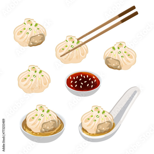 Hand drawn vector illustration of dumplings chinese food