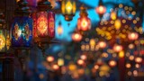 Colorful Glass Lantern Lights Embellished with Traditional Motifs ai image