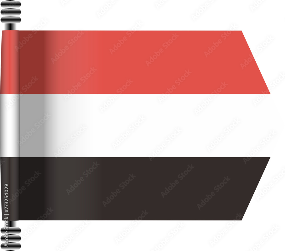 Naklejka premium YEMEN FLAG ROLLED EFFECT
