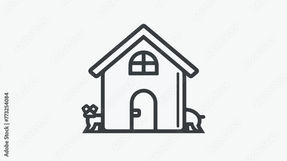 Dog house line icon. Web symbol for web and apps. Sig