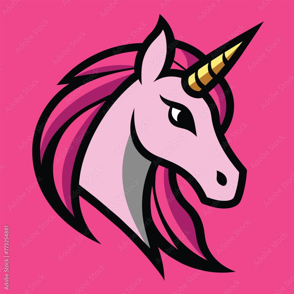Unicorn head, Unicorn Head Icon Flat Graphic Design