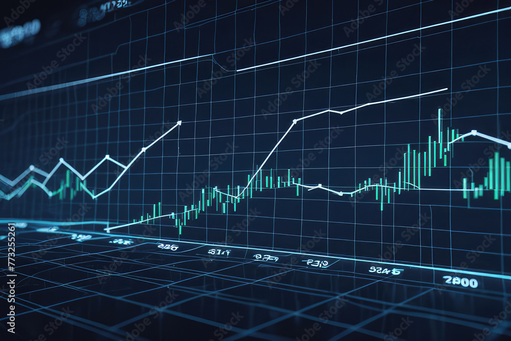 Growing line chart graph, business development competition concept animation. Hi tech style charts with grid. Camera movement with depth of field. Growing line chart graph, business development competition concept animation. Hi tech style charts with grid. Camera movement with depth of field.