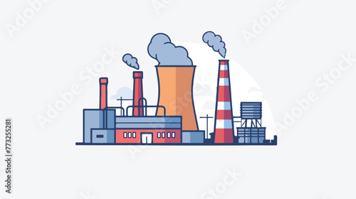 Factory Industry Nuclear Power Abstract Flat Color Ic