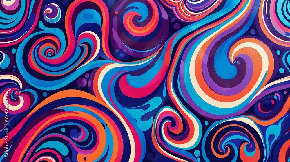 70s Psychedelia Design a pattern inspired by psychedelic art from the 1970s, with swirling patterns and vibrant colors in shades of retro blue, capturing the free spirited and psychedelic aesthetic 70s Psychedelia Design a pattern inspired by psychedelic art from the 1970s, with swirling patterns and vibrant colors in shades of retro blue, capturing the free spirited and psychedelic aesthetic