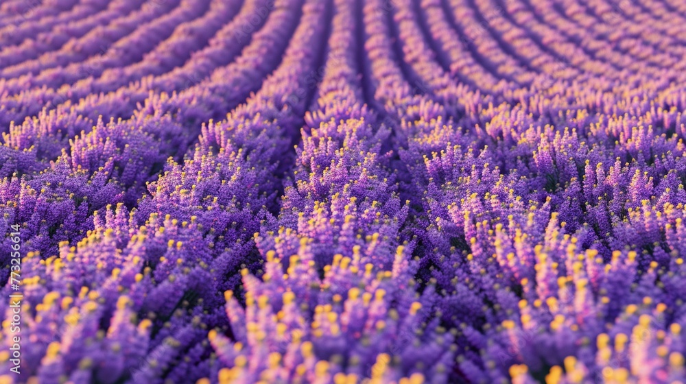 Lavender Fields Craft a pattern featuring rows of blooming lavender flowers in shades of purple and yellow, evoking the beauty and tranquility of a lavender field in bloom
