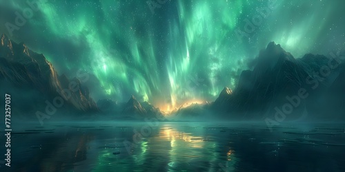 Captivating Northern Lights animation capturing green auroras in Norway  Canada  Finland  Iceland  and Sweden. Concept Aurora Borealis  Northern Lights  Norway  Canada  Finland  Iceland  Sweden