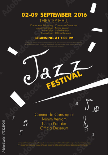 Jazz festival live music. Abstract poster. Vector graphic design