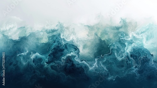 Abstract watercolor paint background by teal color blue and green with liquid fluid texture photo