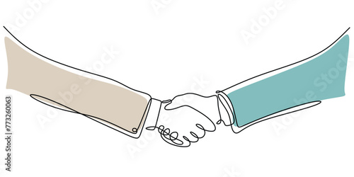 continuous one line vector illustration of a handshake