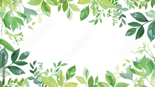 Green background motif border frame flat vector isolated