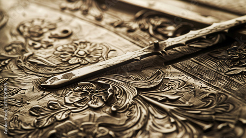 Artful engraving showcasing historical detail, executed with fine lines in a vintage style, radiating a sense of time-honored nostalgia.