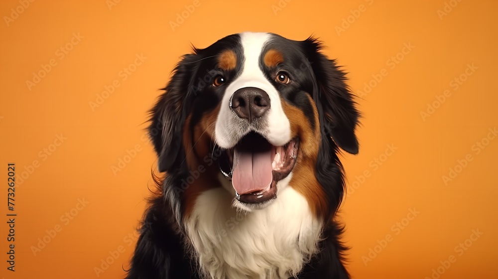 Funny Bernese Mountain Dog on Colorful Background