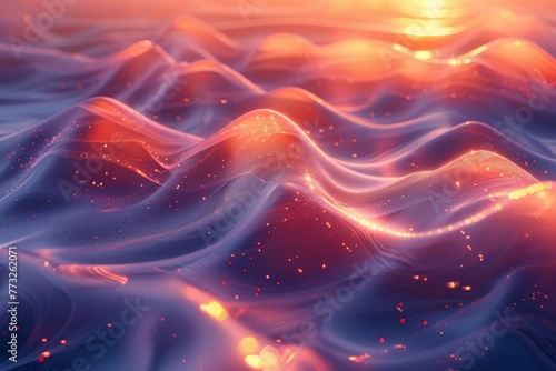 Silken sunset in june, Colors of June, abstract background with silk and sun in pink and orange,, purple hues, and with copyspace for your text. May background banner.