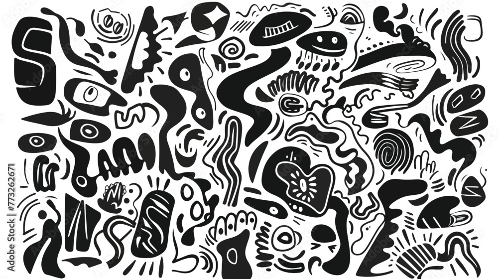 HandDrawn Abstract Doodles on White Background  Vec