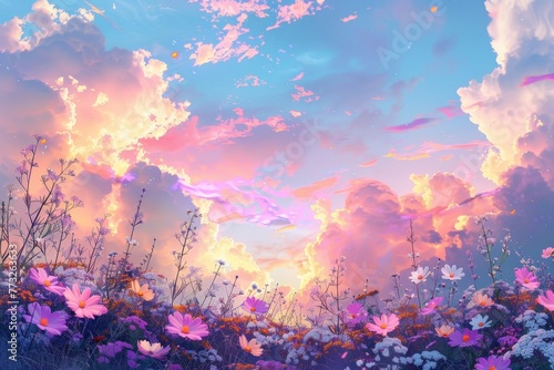 Flowers and Clouds Painting