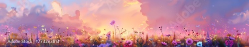 Field of Flowers With Sky © BrandwayArt