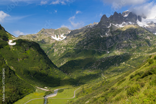 Landscape near Sustenpass with high alpine road  Innertkirchen - Gadmen  Switzerland