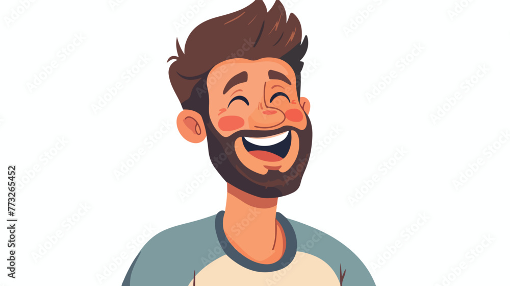 Happy man face character cartoon flat vector isolated